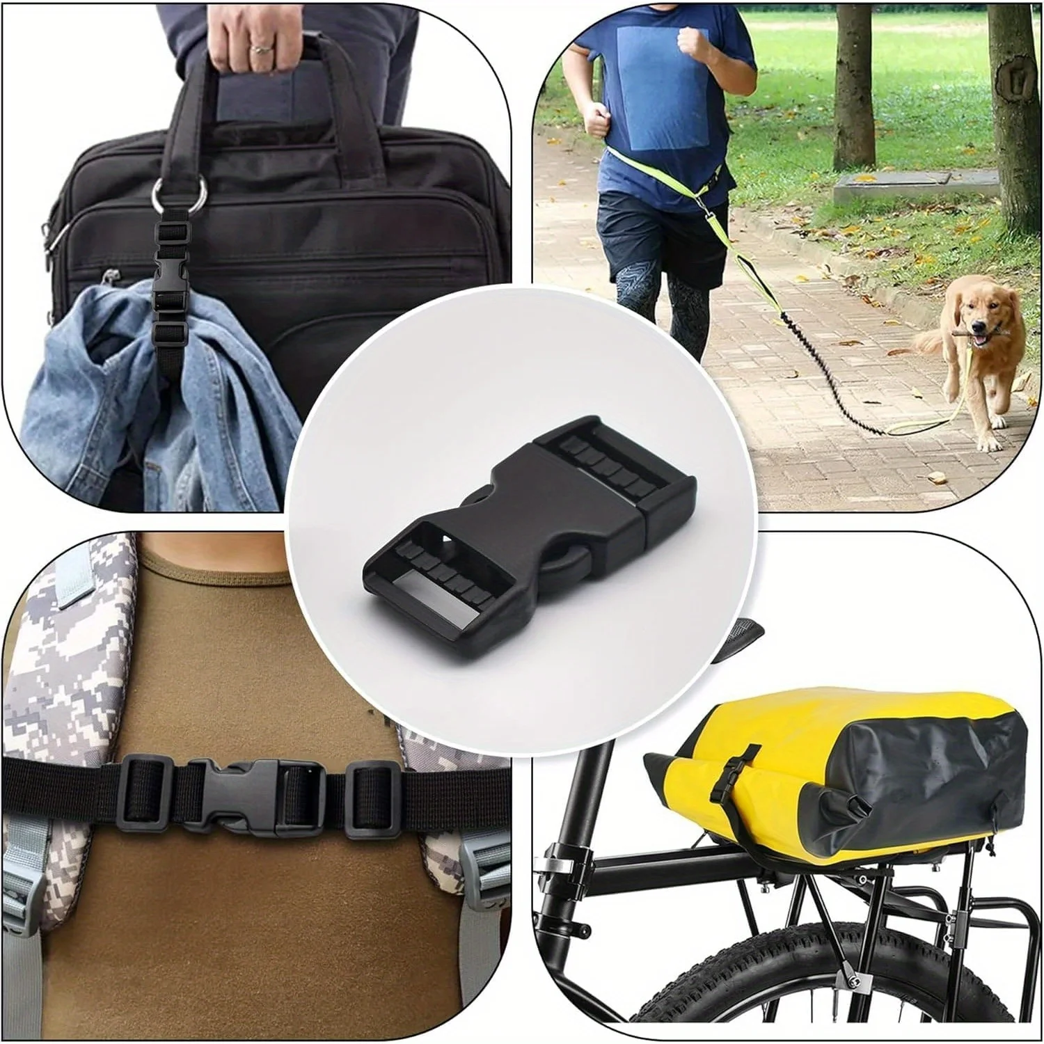 Buckles and Straps Set, 6Yards Nylon Webbing, 6pack Side Release Buckle, 12pcs Tri-Glide Sliders for DIY Luggage Strap, Backpack