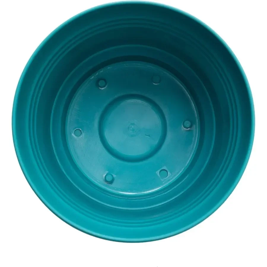 Бирюзовый цветочный горшок 10-дюймовый с дренажным блюдцем, пластиковый кашпо с матовой отделкой для внутренних и наружных комнатных растений, балкона