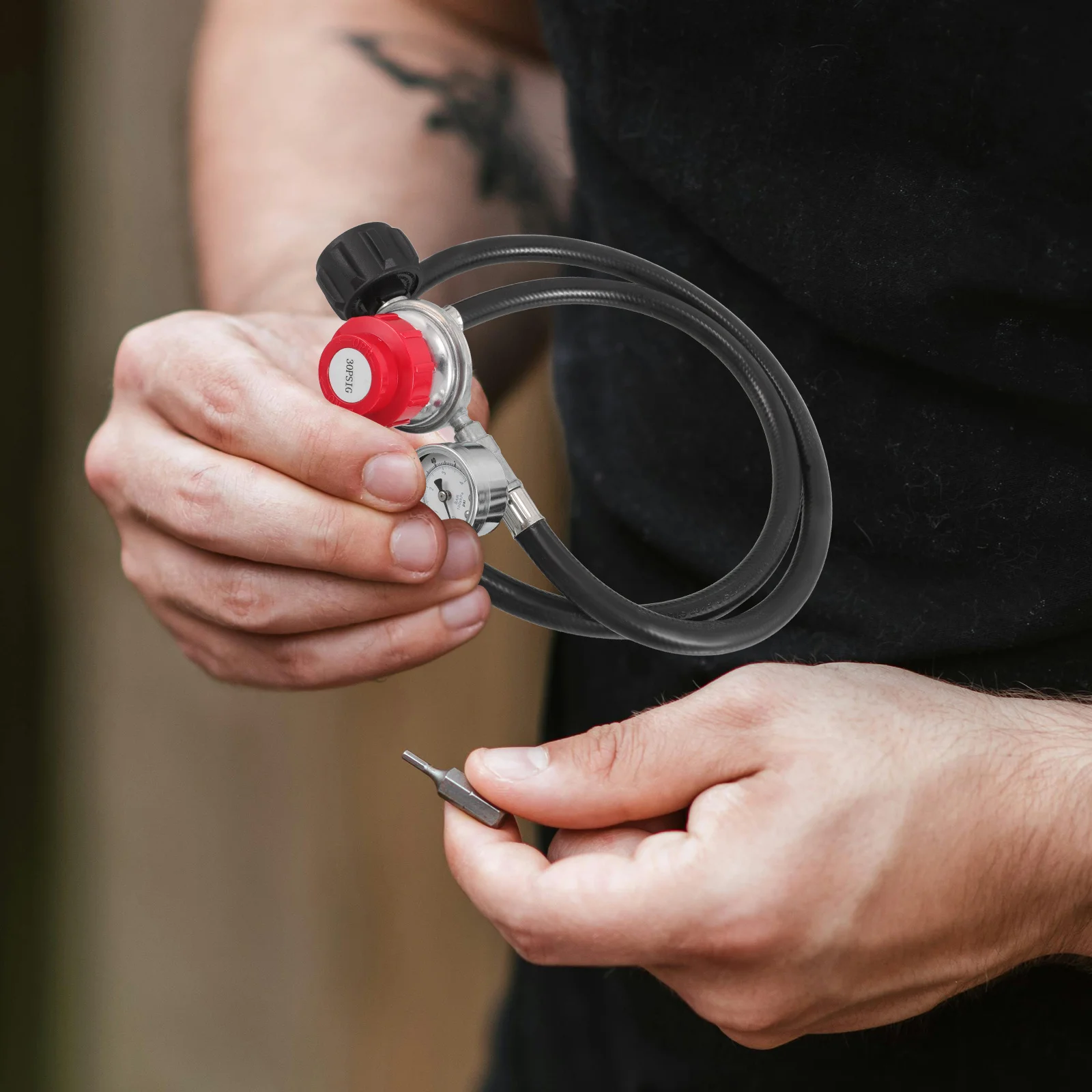 

Cast Iron Adjustable Pressure Regulator 0-30 Psi High Pressure Qcc1 Inlet Gas Valve for Bbq Grill Stove Heater