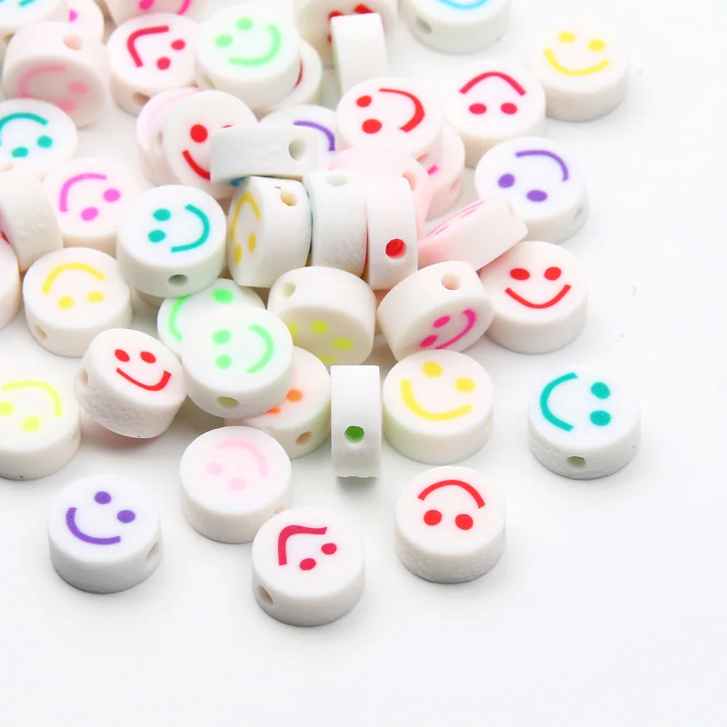 BaoQian 20/50pcs 10mm Polymer Clay Beads Mix Smile Face Beads Clay Spacer Beads For Jewelry Making Diy Handmade Accessories