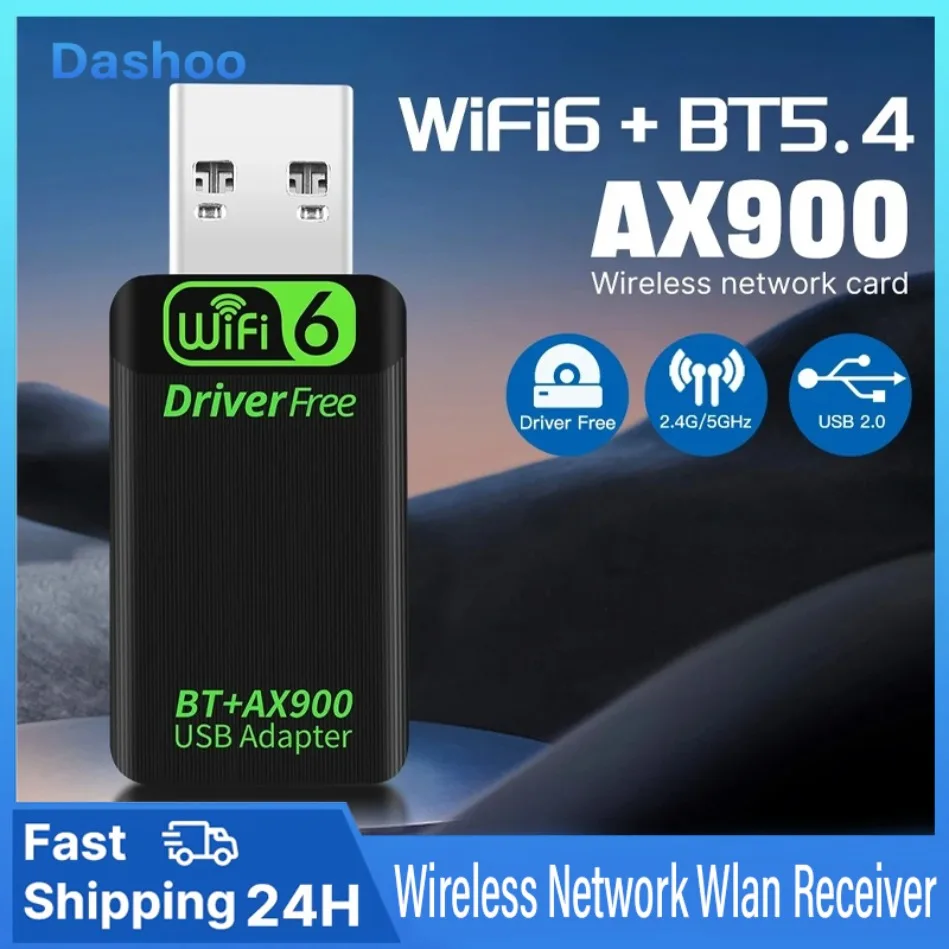 

2in1 Dongle USB AX900 WiFi6 USB Adapter Bluetooth 5.4 Dual Band 2.4G&5GHz Wireless Network Wlan Receiver DRIVER FREE Win10