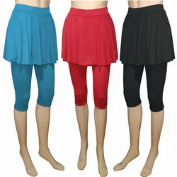 New Women Solid Color Calf-Length Leggings Skirt Seamless Mid Waist Short Leggings Female High Elastic Dance Fitness Pants 2022