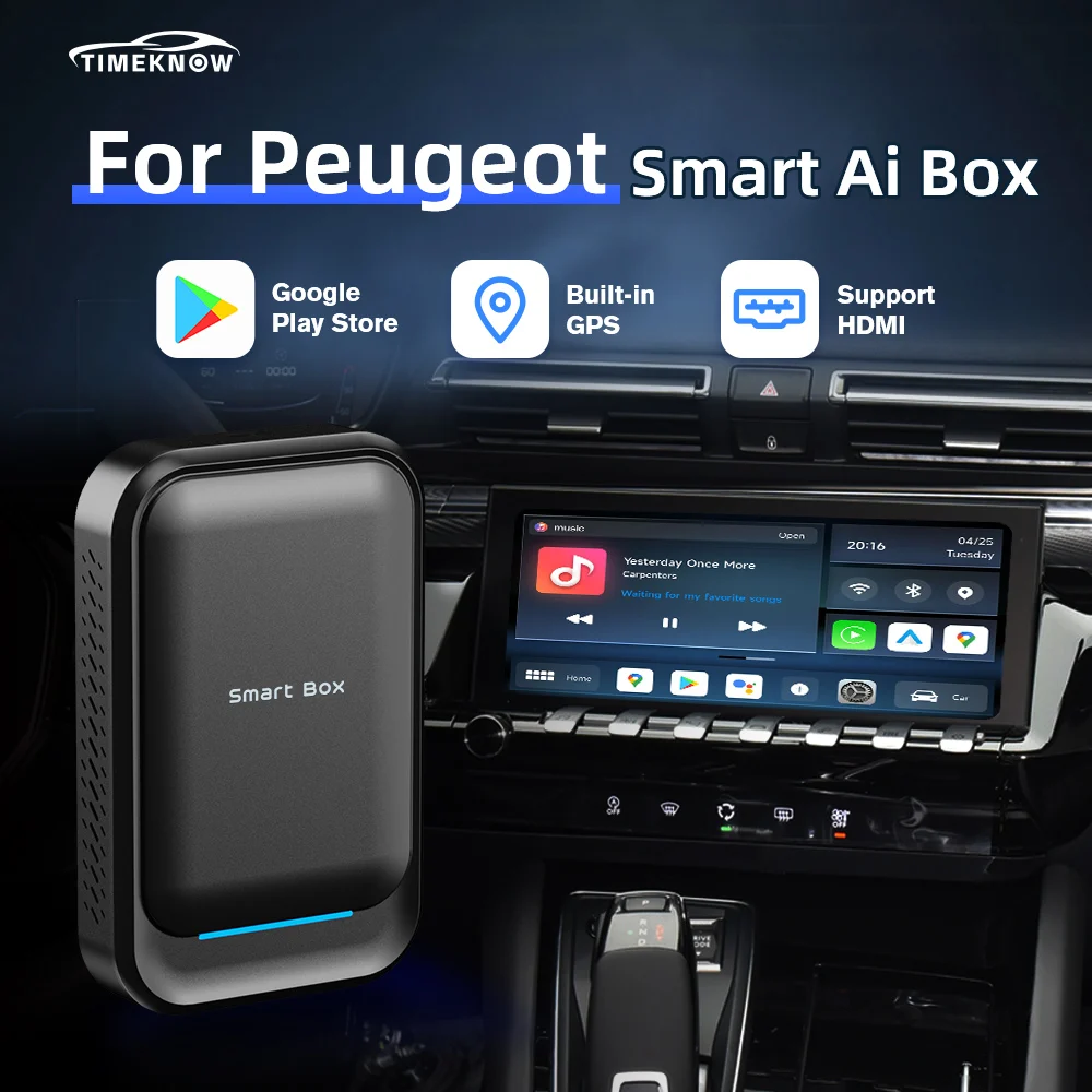 

TIMEKNOW For Peugeot Wireless CarPlay Ai Box Android Auto Adapter Car play TV Box 4GB 64GB For Peugeot 2008 3008 4008 508 5008