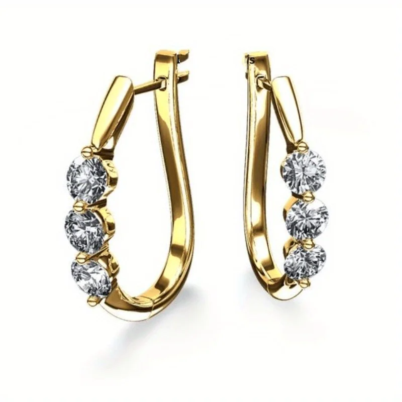 Klassische Inlay-Zirkon-Ohrringe für Damen, goldfarben, exquisite Creolen, geeignet für Bankett, Party, Hochzeit, Modeschmuck, Geschenk
