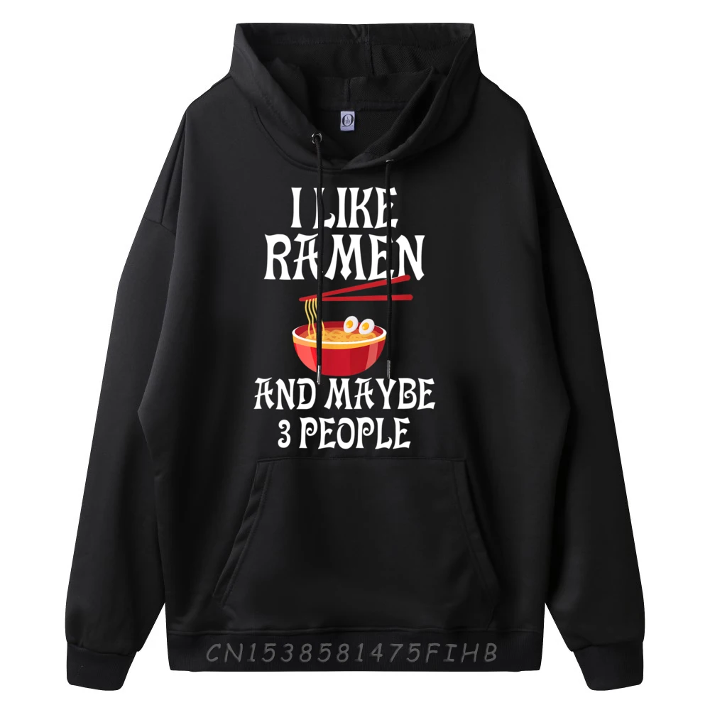 I Like Ramen And Maybe 3 People Japanese Noodles Green And White Graphic Hoodies Adult Fall Camisetas De Hombre