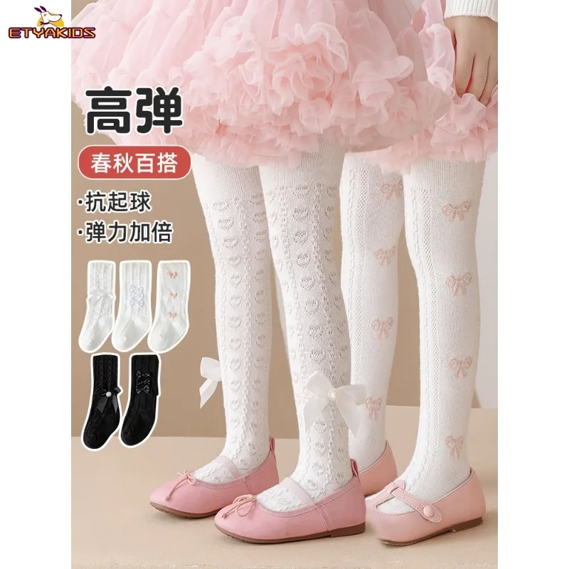 Baby Girl Tights Spring Autumn Thin White Princess Socks Summer Mesh Children Leggings Baby Clothing Bow Design Tights