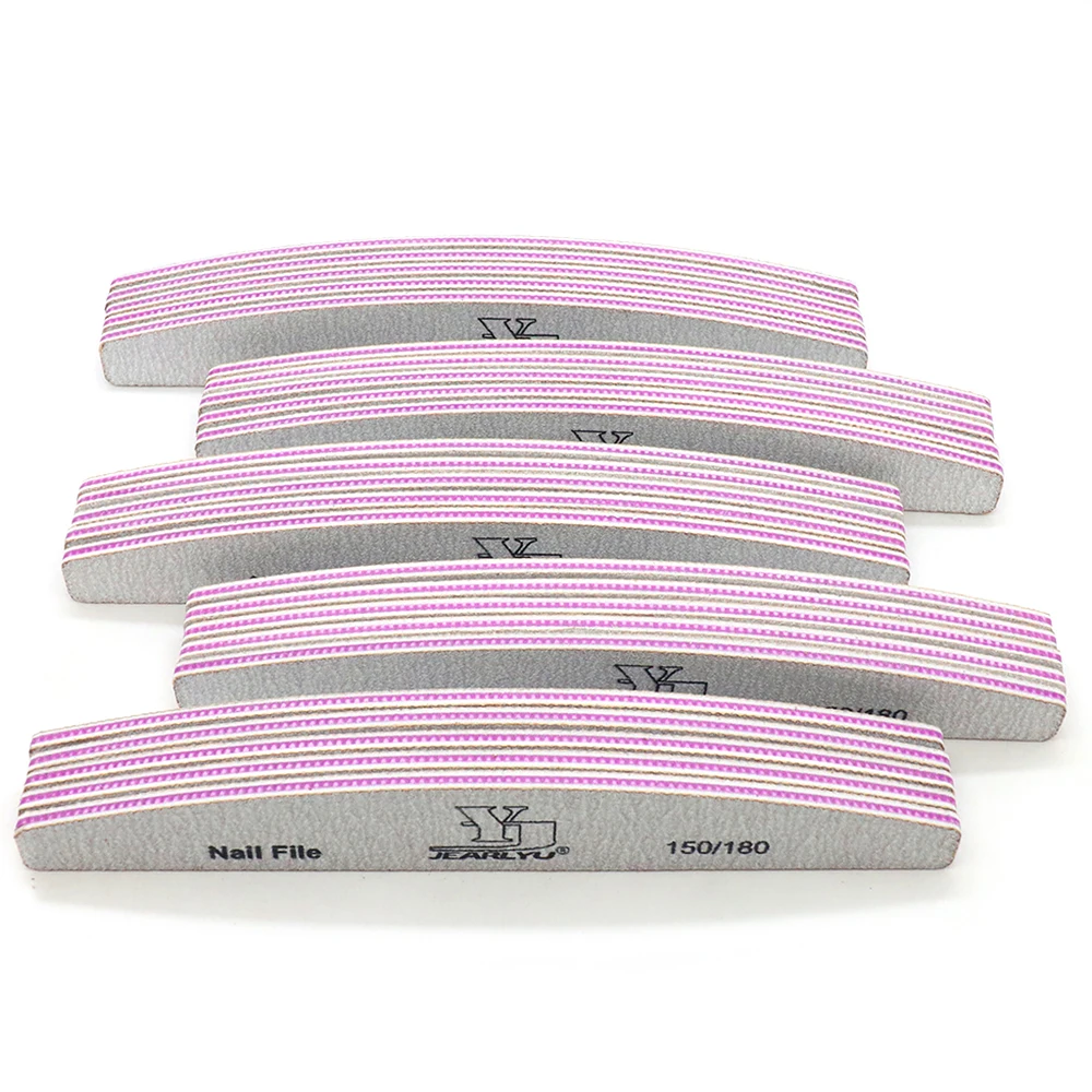 50Pcs Professional Nail Files Double Sided 150/180 Grit Nail Art Tools Banana Grey Sandpaper Nails Buffer File Manicure Supplies