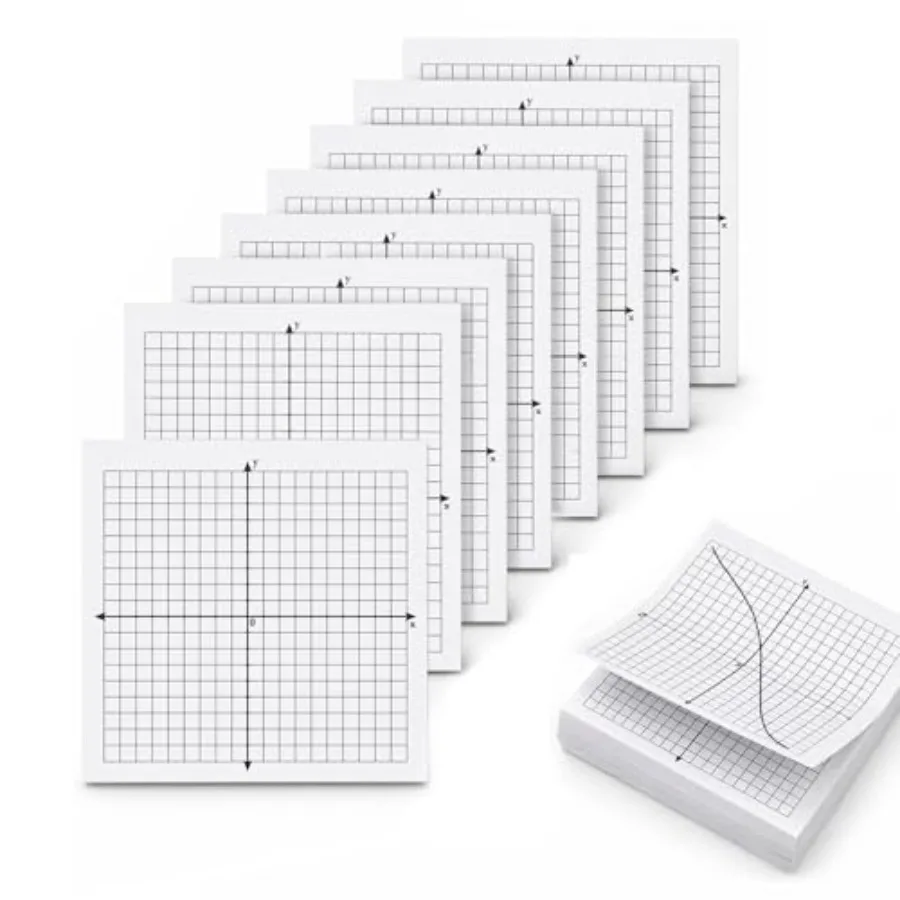 Graph Paper Sticky Notes 3x3 XY Axis 8 Pads Self-Adhesive Grid for Math Accurate XY Axis Grid, Strong Adhesive, Clean Removal,