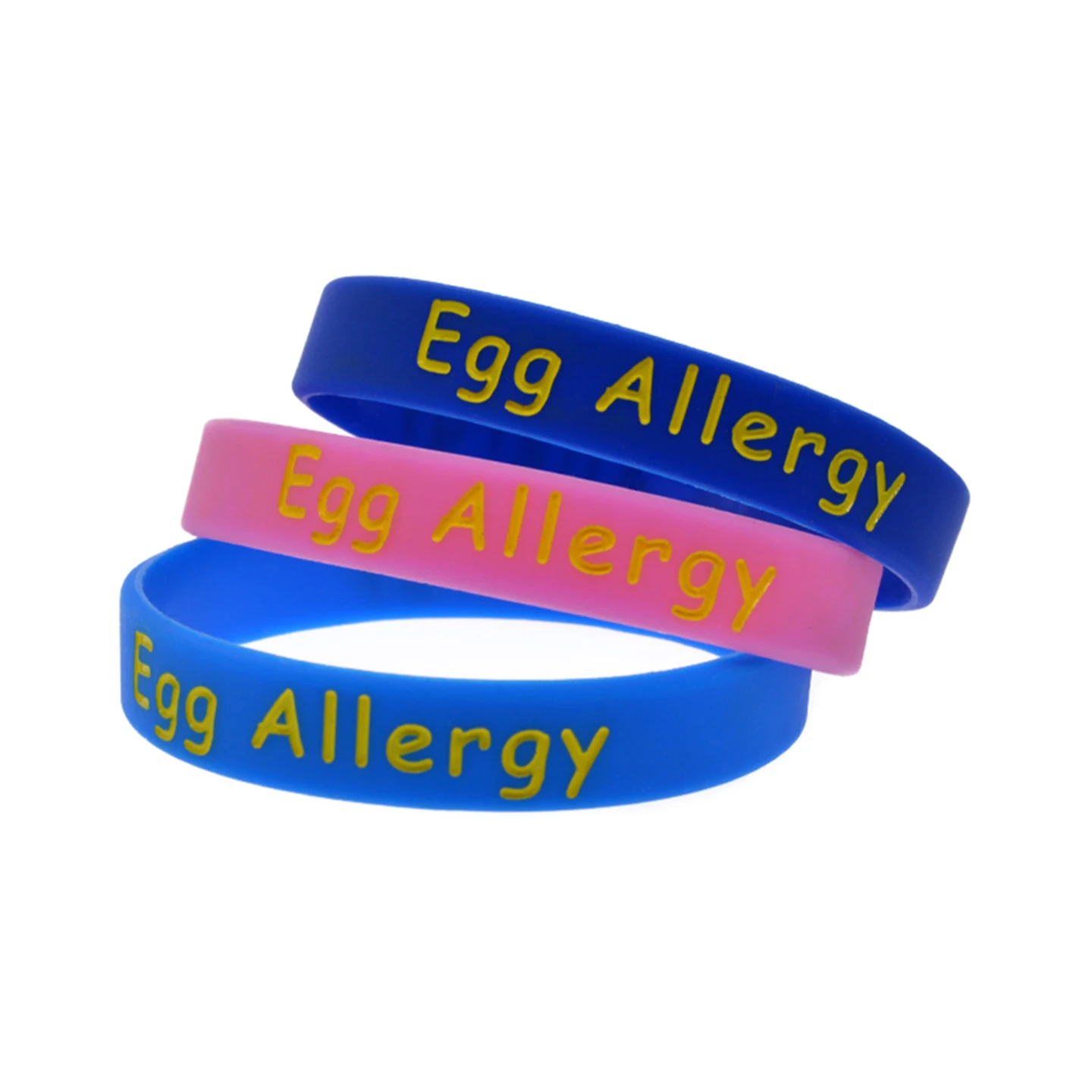 50 Pcs Adult Egg Allergy Silicone Wristband Health Protection Medical Rubber Bracelet 5 Colors