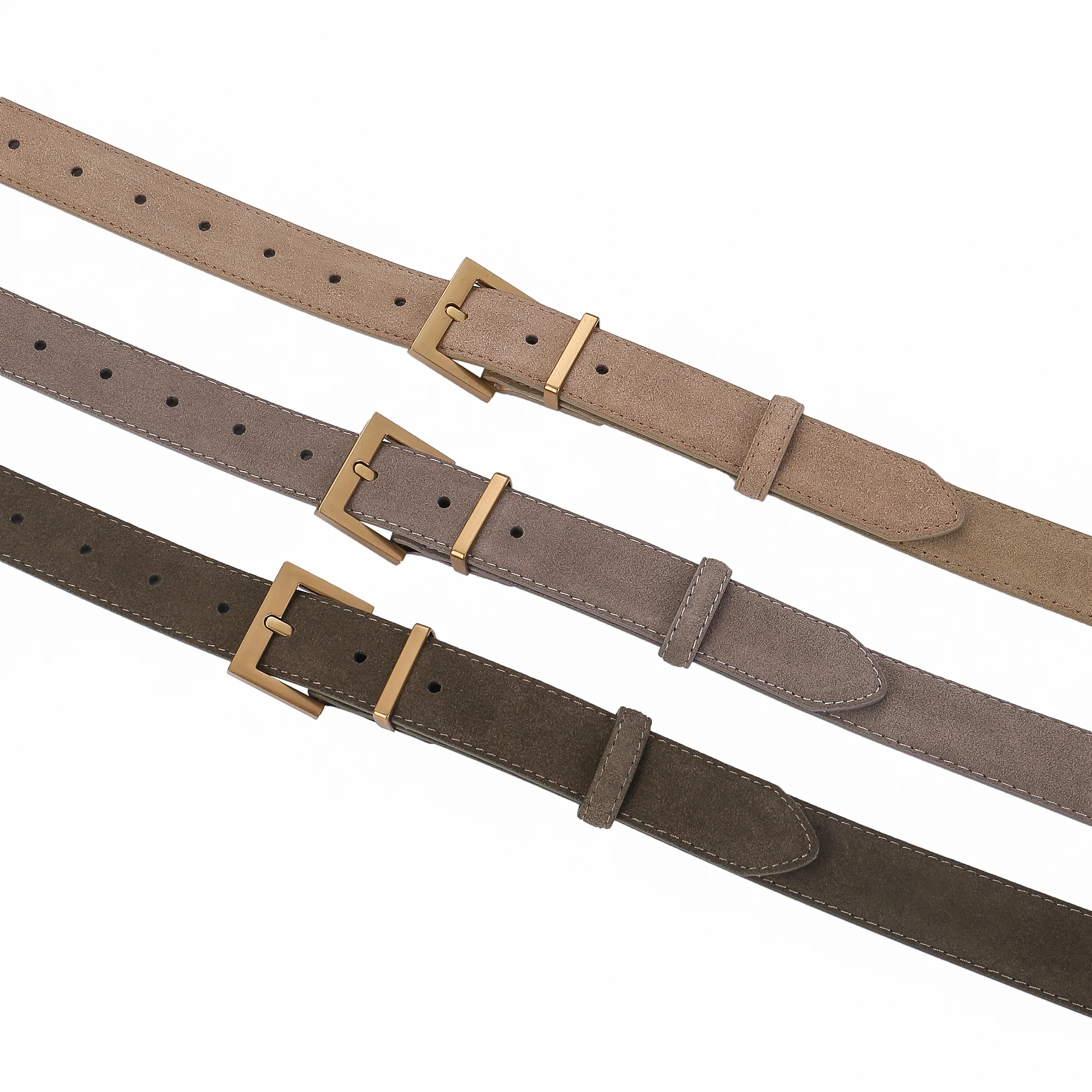 Trendiger Damen-Doppelgürtel aus echtem Leder, elegantes Rindsleder-Wildleder mit stilvoller quadratischer Legierungsschnalle, ideal für Kleider und Jeans – Detail 9