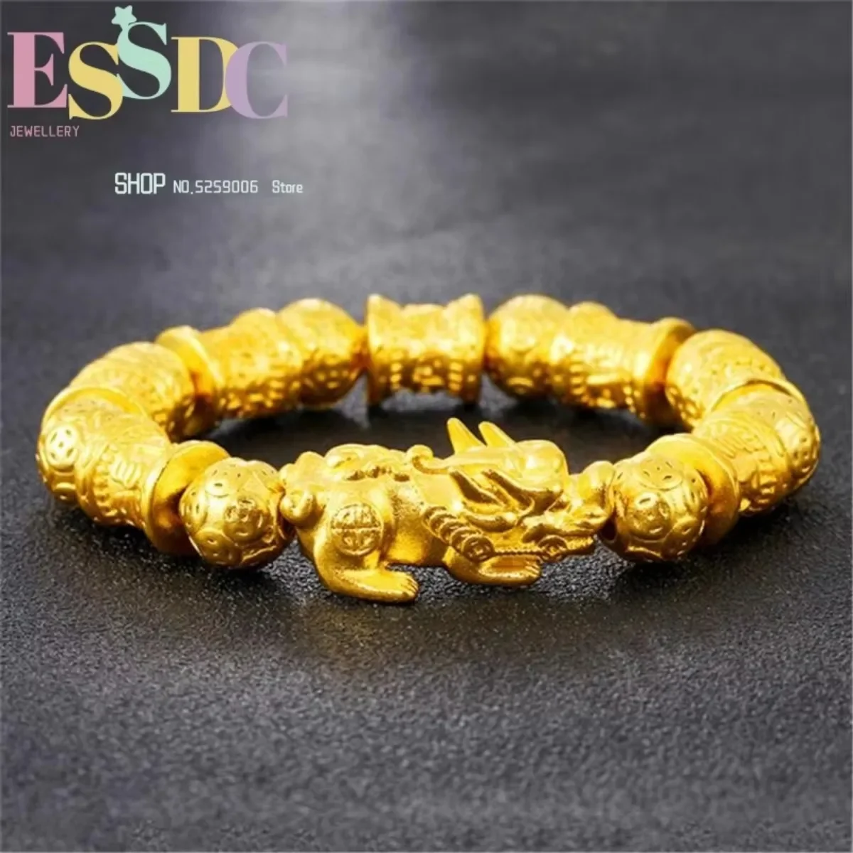 Buddhist Powerful Six-character Beaded Gift for Men Vietnam Sand Gold Lucky Pixiu Charm Bracelet DIY Jewelry Dropship