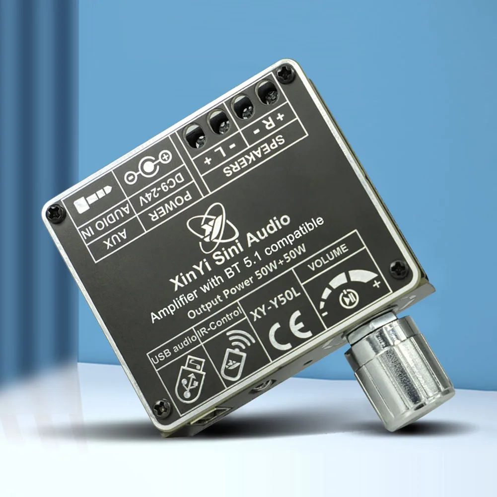 

XY-Y50L Bluetooth-совместимый модуль усилителя звука 5.1 AUX USB 50W с двумя каналами стерео и пультом дистанционного управления