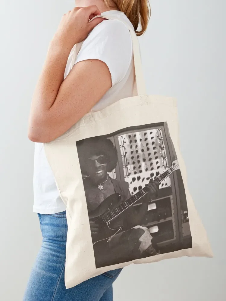 Sly Stone Playing Bass in the Studio Tote Bag custom fabric bag free delivery bags ecological bags hand bags Tote Bag