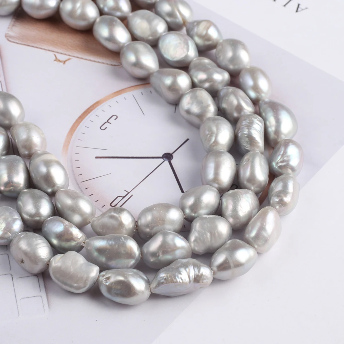 

1Strand Natural Freshwater Pearl Gray Straight Hole Dual Gloss Beads Charms for DIY Women Men Jewelry Making Accessories Gifts