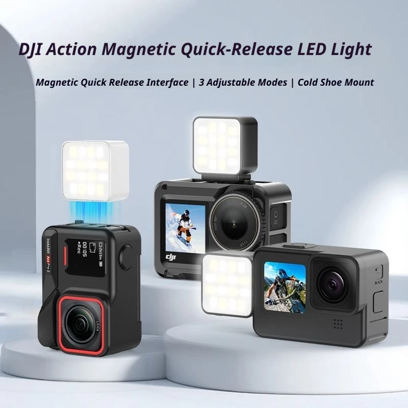 Magnetic Fill Light for Insta360 Go Ultra/X5/X4 Air/X4/X3/GO 3S/ACE PRO 2/DJI Osmo 360/Nano/Pocket 3/Action 6/5 Pro43 Accesories