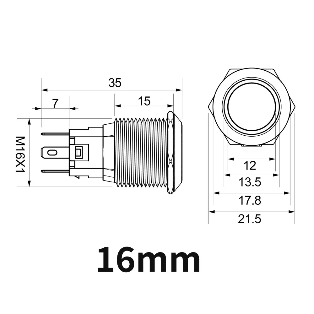 10pcs Black Metal Push Button Switch 16mm 19mm with connector Led Light Waterproof Illuminated On Off Car Engine Start Stop 12v