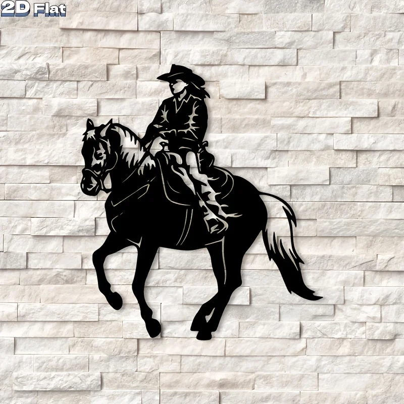 1pc Western Cowboy Iron Wall Art, Rustic Hanging Decor for Farm Ranch Garden Fence, Retro Metal Home Decoration Gift