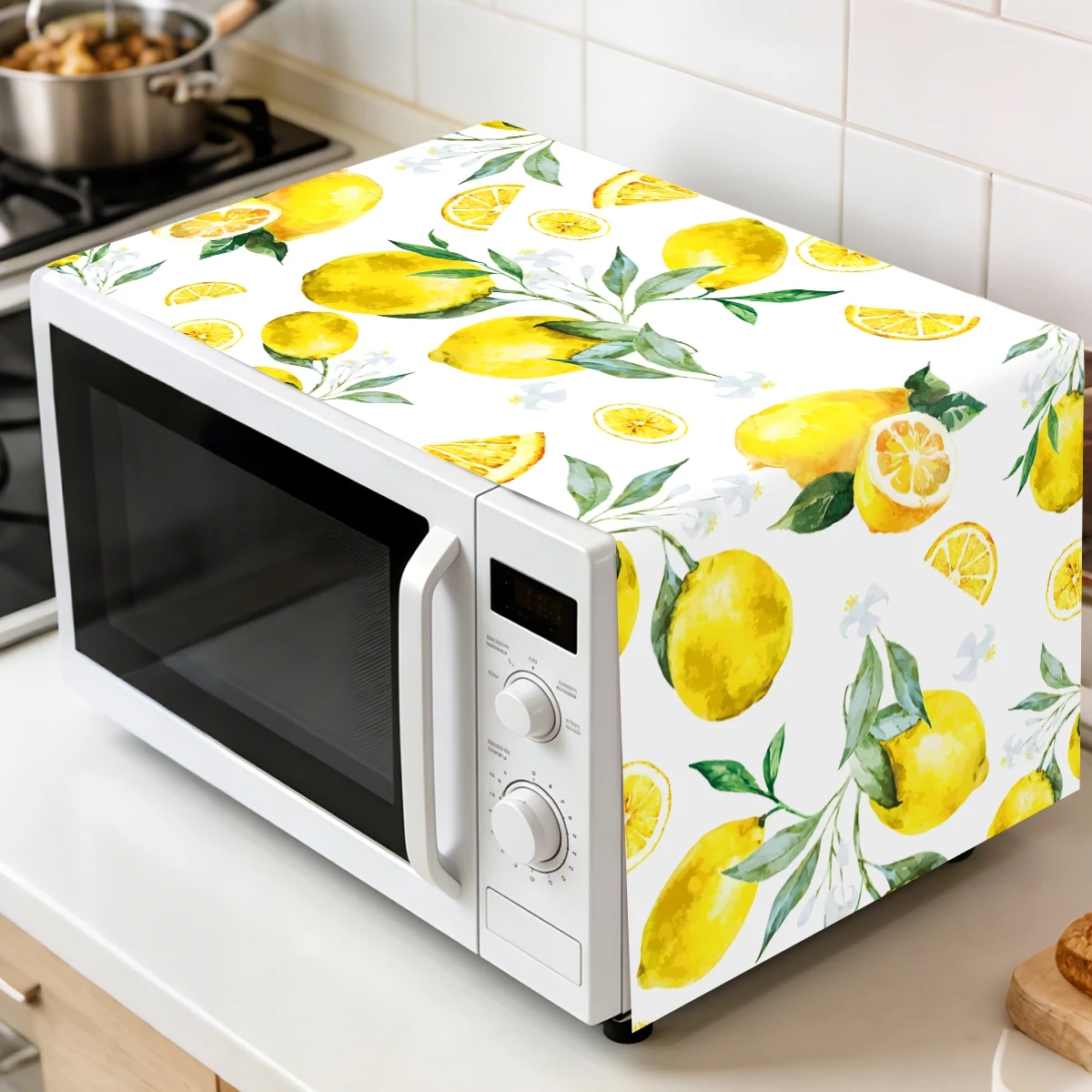 1pc Lemon Oven Dust Cover Fresh Lemon Printed Dustproof Polyester Machine Protector for Home Kitchen Appliance Dust Cover