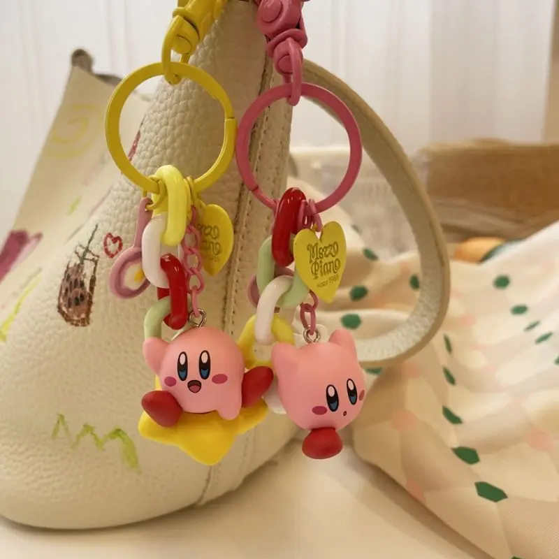 Nowy Kawaii Kirby Breloczek Anime Kreskówka Śliczna Dziewczyna Serce Lalka Zawieszka do Samochodu Łańcuszek Torba Para Zawieszka Akcesoria Urodzinowe Zabawki Prezenty