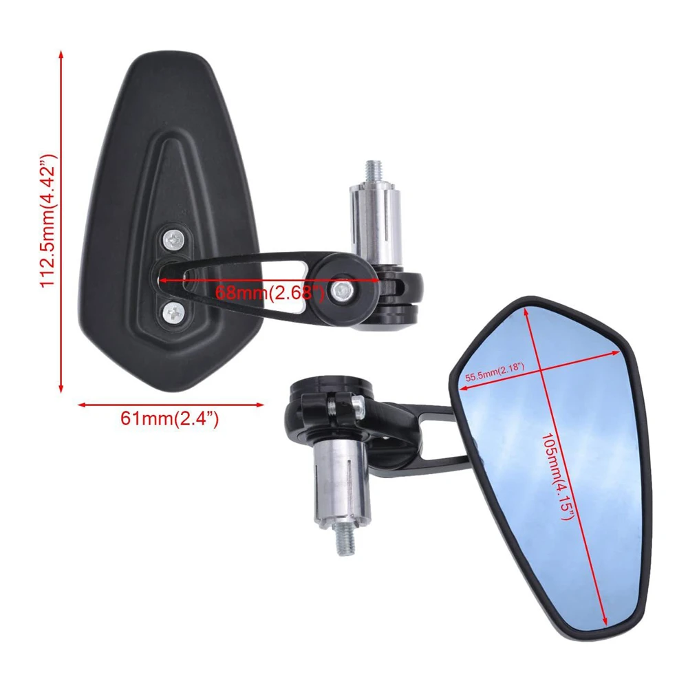 Handle Bar End Foldable 22mm Motorcycle Side Mirrors for 125cc-600cc Haojue Suzuki Qingqi Honda Kymco KTM Ajustable Mirror