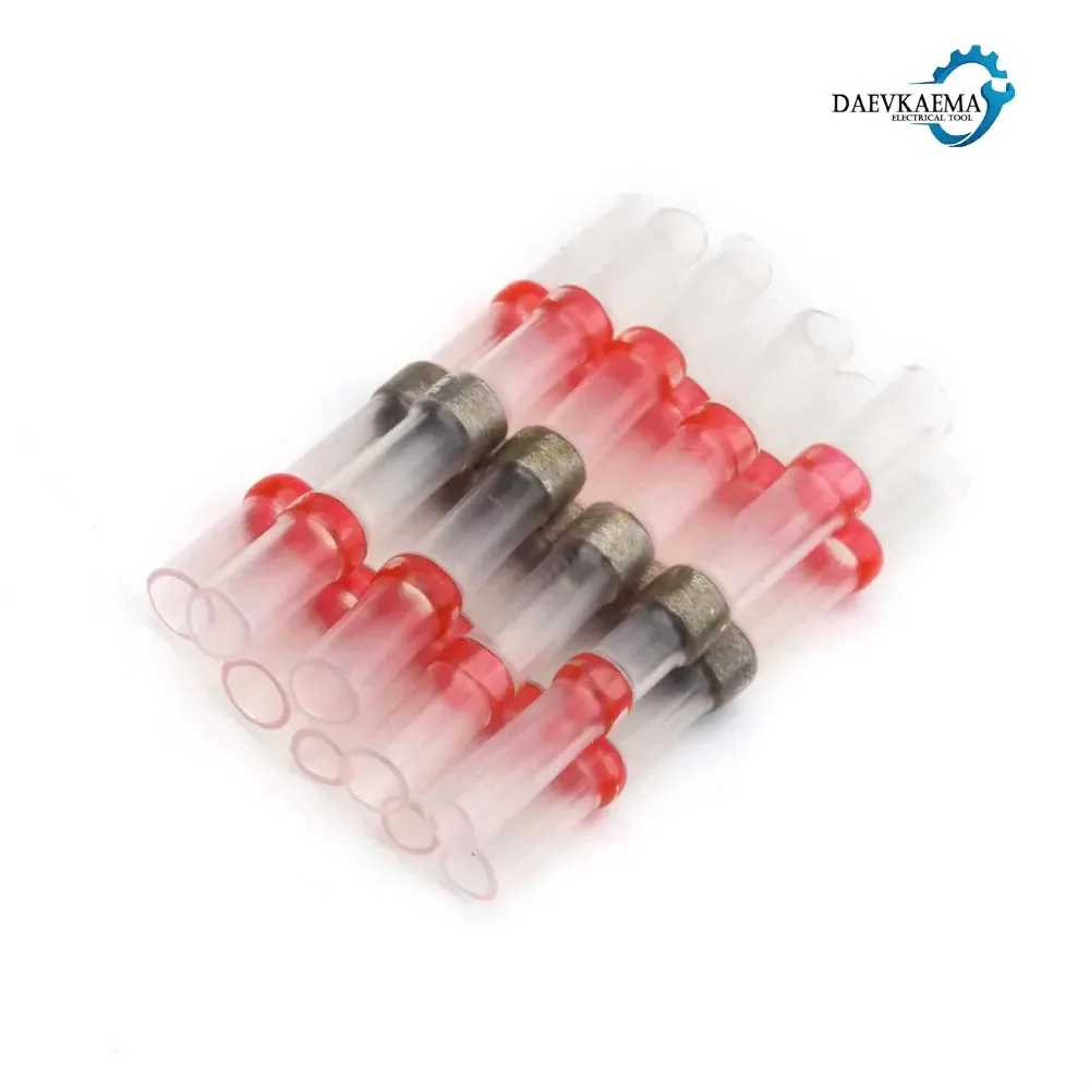 100/500/1000PCS Waterdichte AWG22-18 Rode Soldeer Seal Mouw Splice Terminals Koperen Krimpkous Elektrische Draad Butt connectoren - afbeelding 2