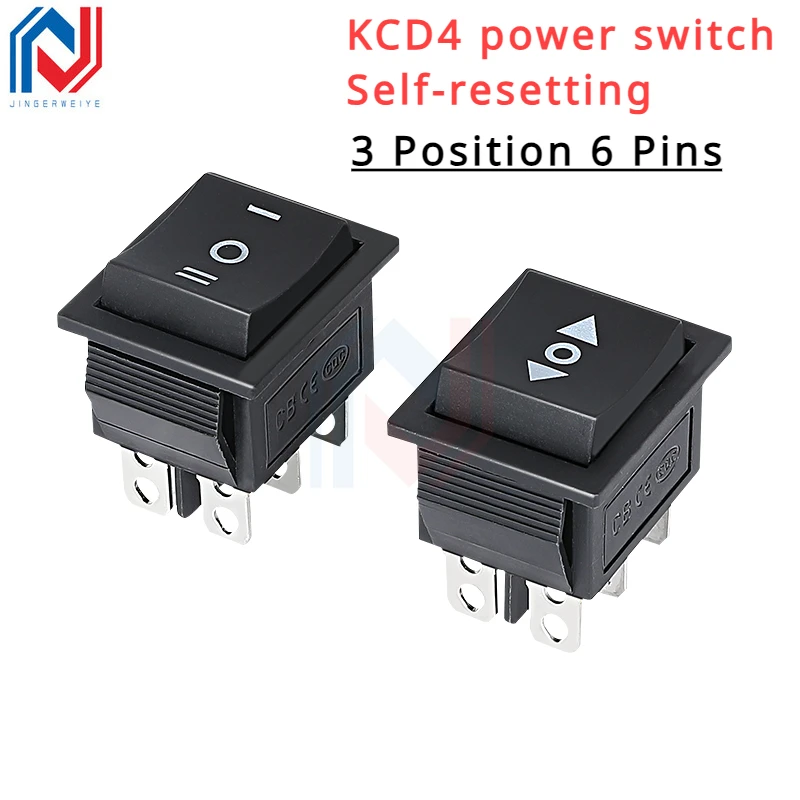 1PCS Self Reset Rocker Switch Momentary KCD4 Power Switch ON-OFF-ON Reset 3 Position 6 Pins 16A 250VAC/ 20A 125VAC