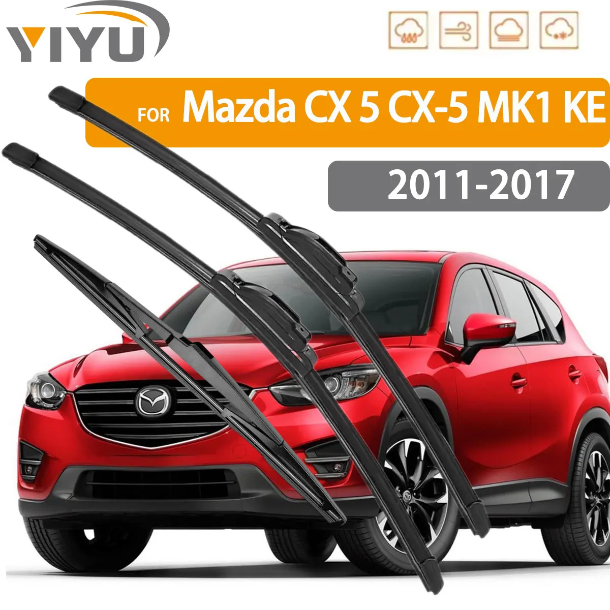 

3PCS Car Wiper For Mazda CX 5 CX-5 MK1 KE 2011-2017 Front Rear Wiper Blades Brushes Auto Windscreen Window Accessories