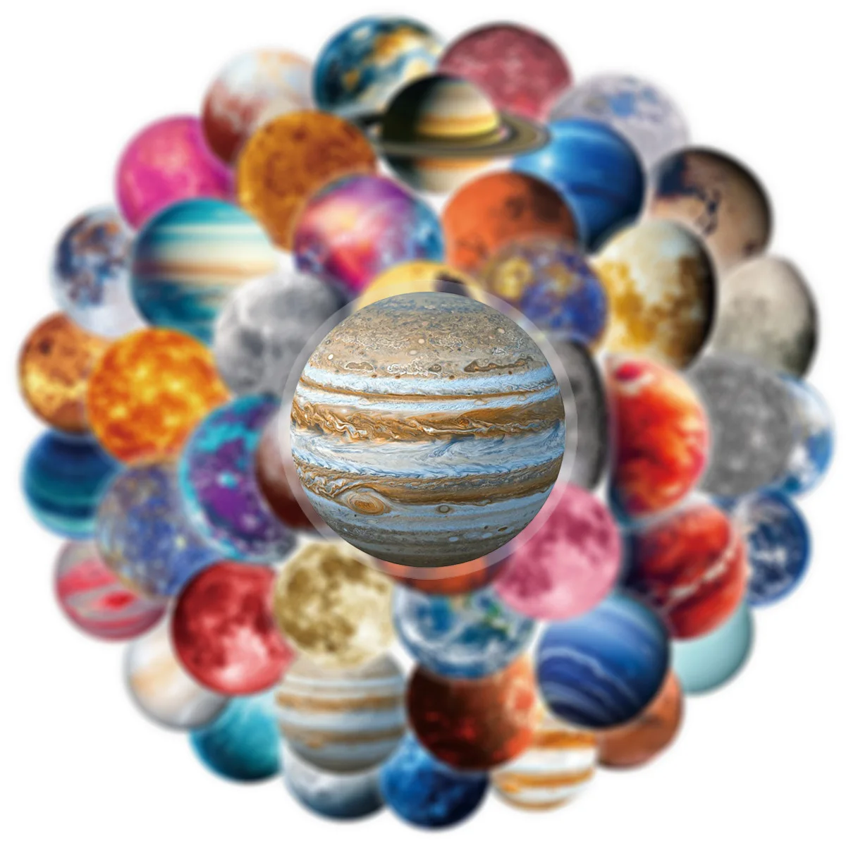 50/100 قطعة من ملصقات Space Planet PET - شارات شفافة مقاومة للماء للجيتار والكمبيوتر المحمول والبيانو والثلاجة والقرطاسية #2