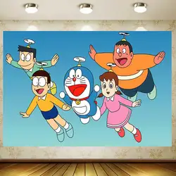 Doraemon Background Boy Birthday Party Supplies Banner Festival Supplies Room Decoration Background Photography