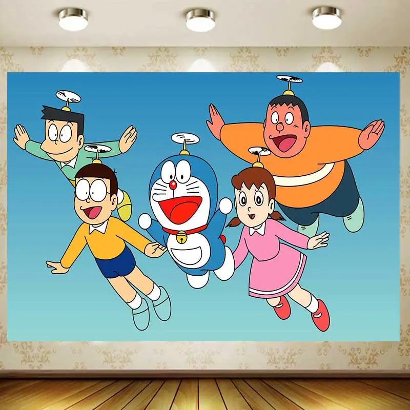 Doraemon Background Boy Birthday Party Supplies Banner Festival Supplies Room Decoration Background Photography