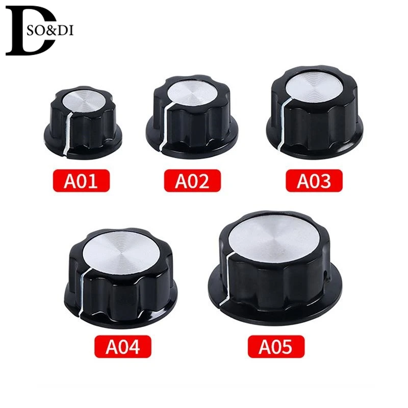 2PCS Per Foro 6 millimetri di Diametro MF-A01 MF-A02 MF-A03 MF-A04 MF-A05 Rotary Switch Manopole Caps Potenziometro Manopola Kit