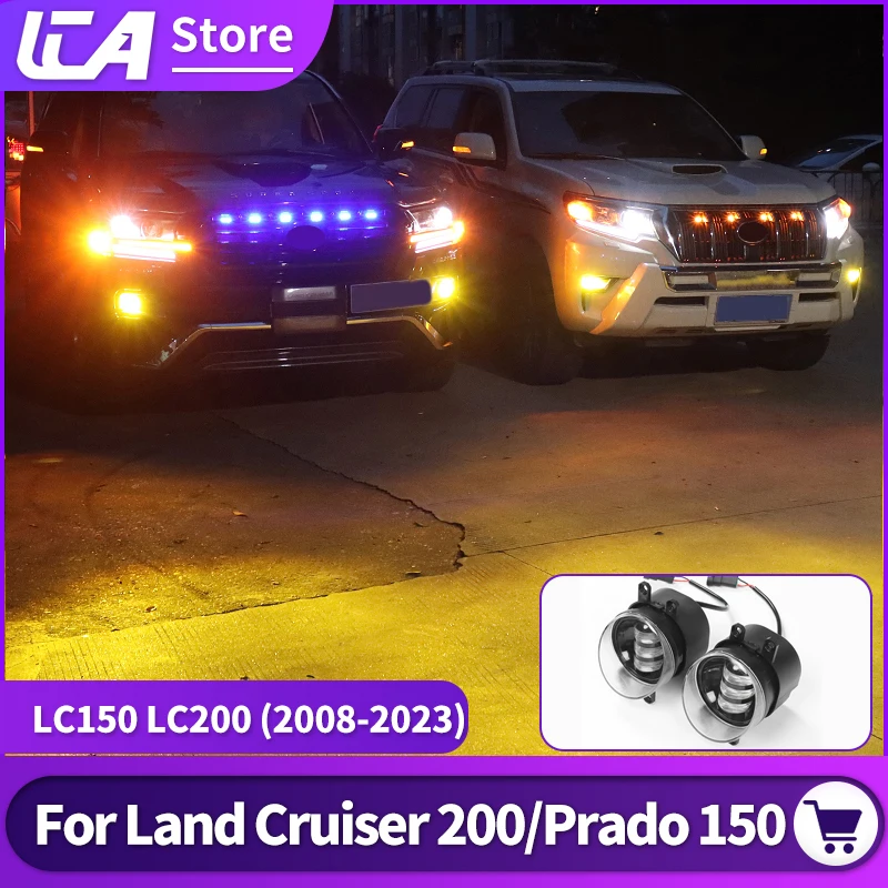 

For 2008-2022 Toyota Land Cruiser Prado 150 200 Lc150 LC200 Golden Front Fog Lamp Modification Accessories Led Double Color Lamp