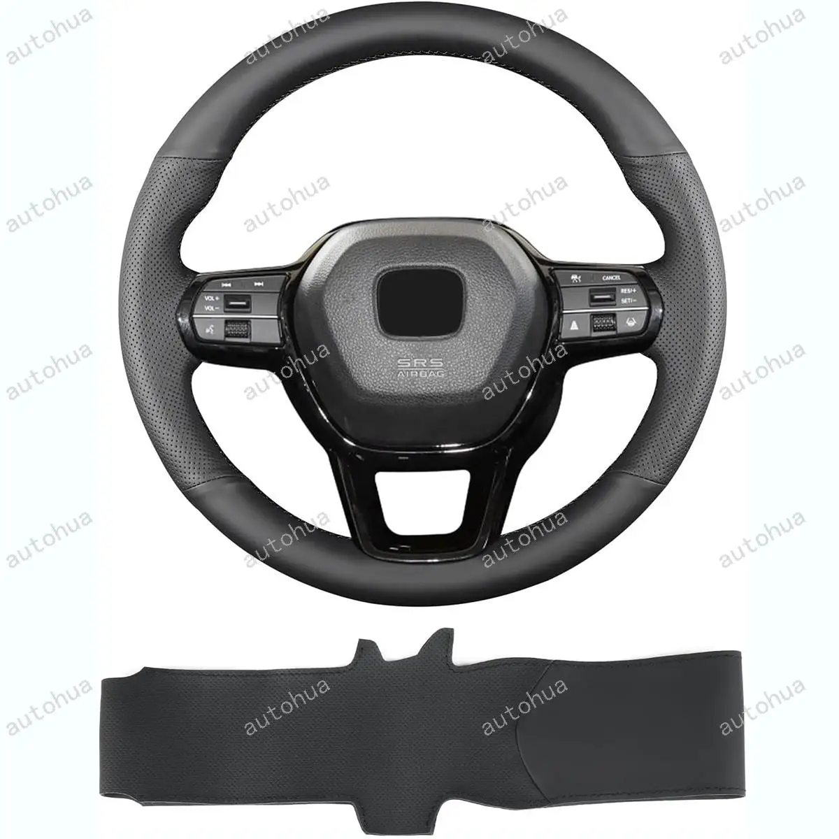 

Hand-Stitch Steering Wheel Cover for Honda Civic 2022/Civic Sedan Si 2022/CR-V HR-V Civic Type R 2023,Non-Slip Leather