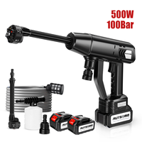 100BAR  6-in-1 30000mAh 500W Cordless Car Washer 10 cells battery Spray Water Gun 0/1/2 Battery Washing Cleaning Machine