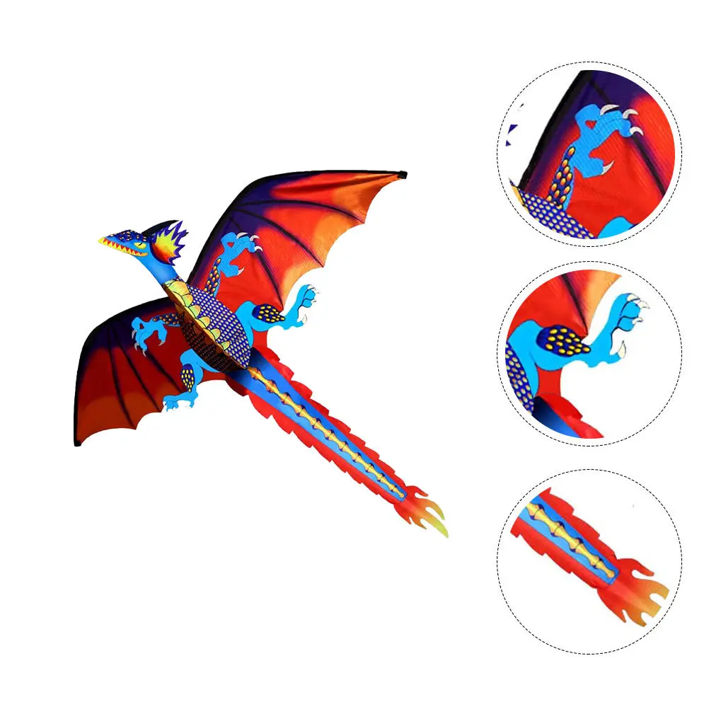 1Set 3D-Dinosaurier-Drachen für Kinder, fliegender Spaß im Freien, einfach zu montieren, leichter, rahmenloser Drachen für Geburtstag, Weihnachten, Geschenkidee