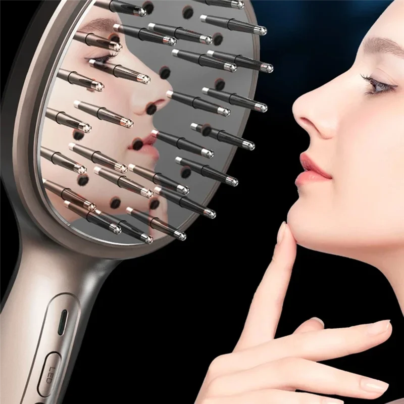 A20M Pettine elettrico per la crescita dei capelli Anti-perdita di capelli Luce rossa e blu Cura Massaggio del cuoio capelluto Pettine per la crescita dei capelli Parrucchiere a infrarossi