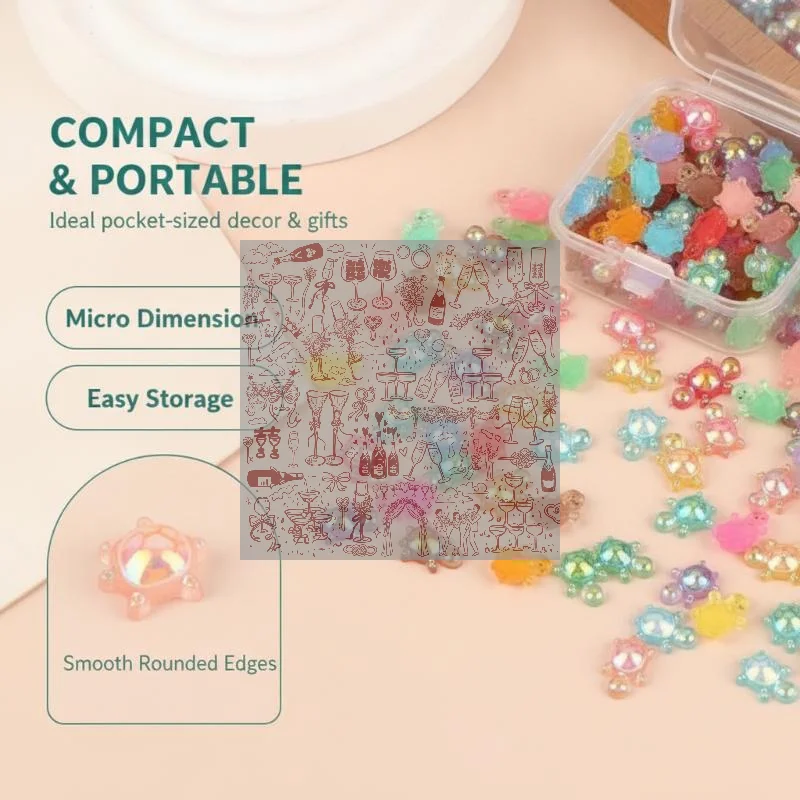 100Pcs Mini Resin Turtle Charms Rainbow Laser Tortoise Ornament Small Figurine For DIY Jewelry Making Keyring Handmade Crafts