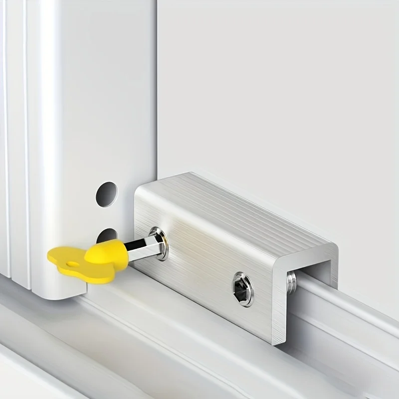 Sliding window lock U-shaped, with lock cylinder and hex key window safety latch, sliding window lock, child safety