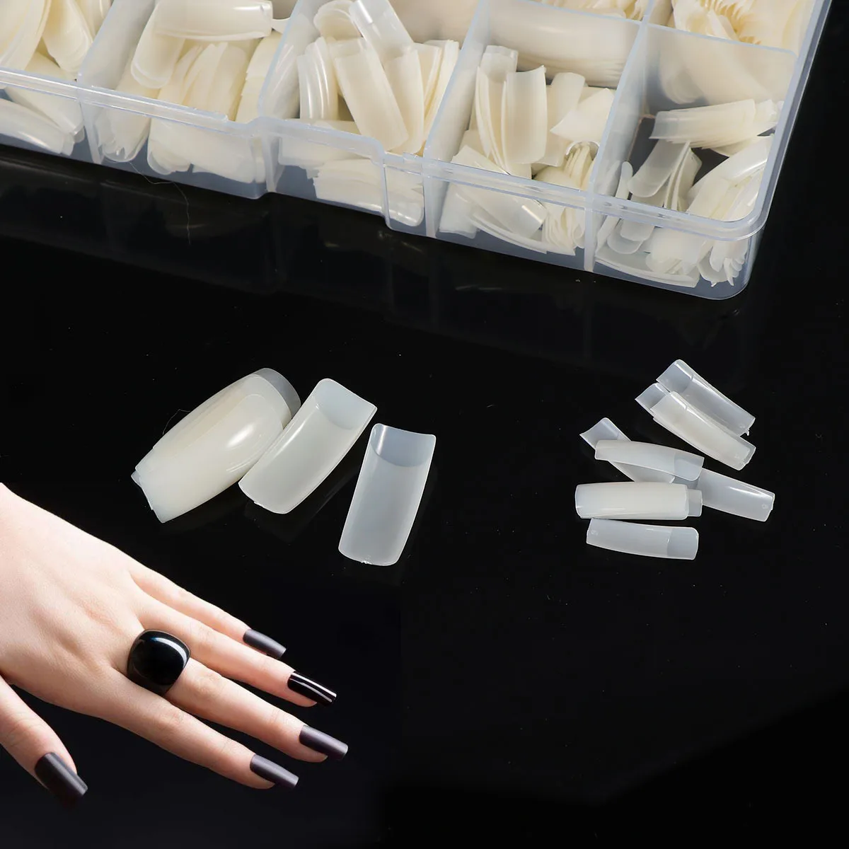 

500pcs False Nail Tips Artificial Nails For Nail Art Practice Durable Shiny Non-Toxic Fake Nails Supplies Salons Beginners