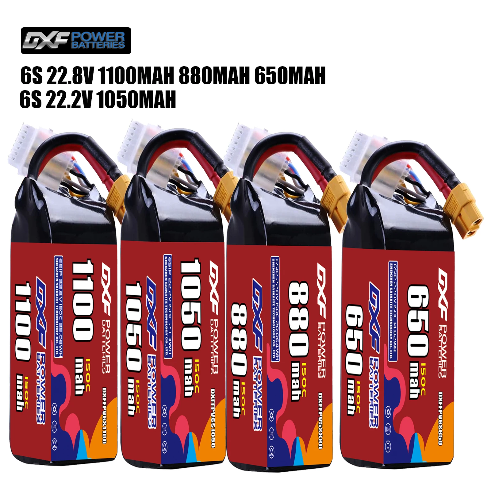 

DXF Lipo 6S Аккумулятор 22,8 В 1100 мАч 880 мАч 650 мАч 22,2 В 1050 мАч 150C с разъемом XT30 XT60 JST для FPV вертолета, квадрокоптера, дрона