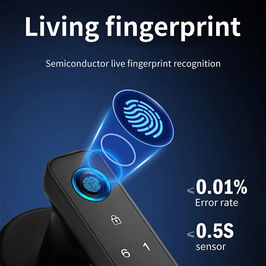 Tuya biométrico Fingerprint fechadura da porta inteligente, Fechadura Digital Eletrônico, Senha Fingerprint, Maçaneta de Segurança Keyless, Segurança Home