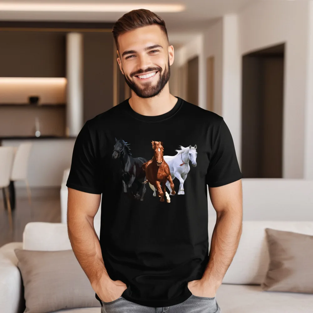 Horse Lover Hoodie Equestrian Rodeo Short Sleeve Tops & Tees O-Neck 100% Cotton women's T Shirts Cool T-Shirt Loose