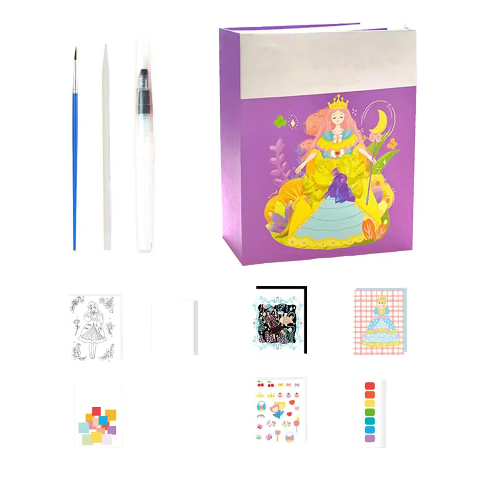 Kids Activity Book Reusable Sticker Dress Up Toy for Girls Montessori Learning Set with Coloring Pages and Craft Supplies for