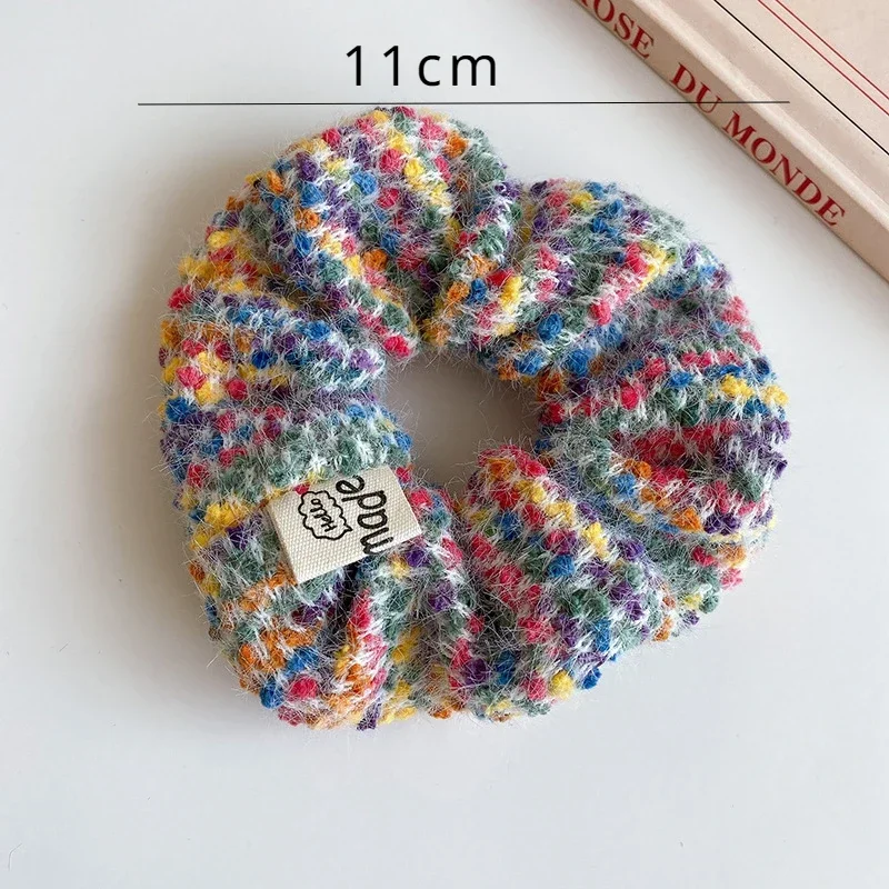 Colorful Wool Plush Woman Hair Tie Scrunchies Fall Winter 2024 Warm Soft Head Rope Elastic Hair Bands Headdress Chouchou Cheveux