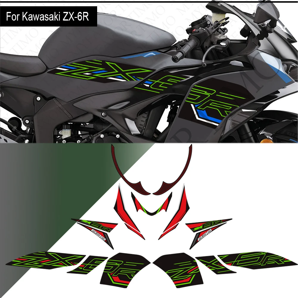 

Motorcycle For kawasaki Ninja ZX-6R ZX6R ZX - 6R Tank Body Front Face Rear Hump Fairing Fender Stickers Decals