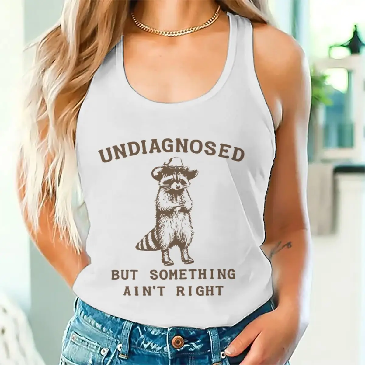 Undiagnosed But Something Ain't Right Summer Tanks Woman Funny Animal Tank Top Racerback Silly Graphic Harajuku Tank Tops Y2K