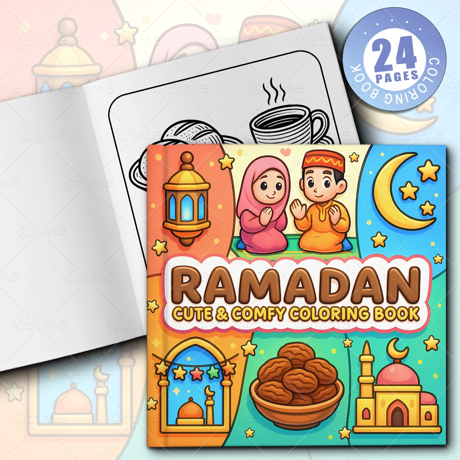 RAMADAN CUTE & COMFY Coloring Book for Adult | 24 Pages Colouring Book, Drawing Supplies for Eid Mubarak Ramadan