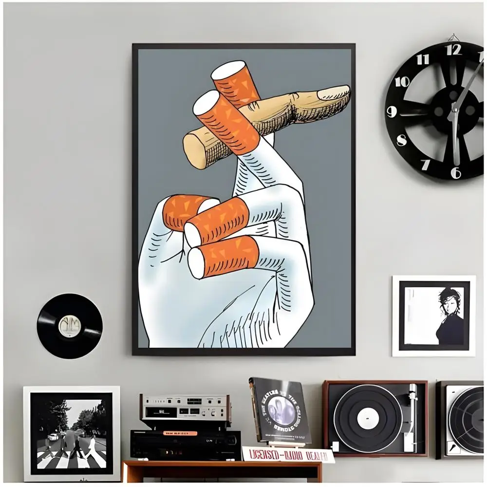 Warning Logo Ban No Smoking Retro Poster Modern Wall Art Home Decor Living Room Decorative Print Unframed