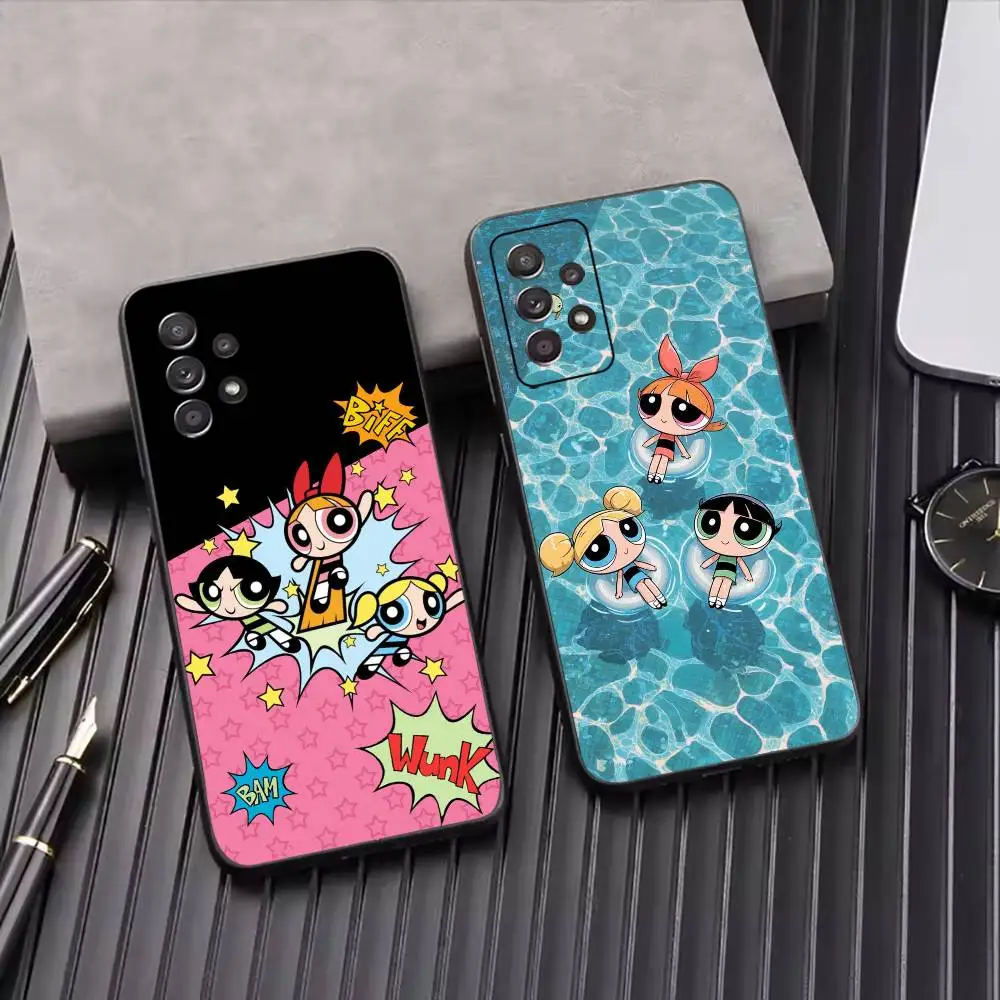 Powerpuff Girls Hot Cartoon Cute Phone Case For Samsung S25,S24,S21,S22,S23,S30,Ultra,S20,Plus,Fe,Soft Silicone Black Cover