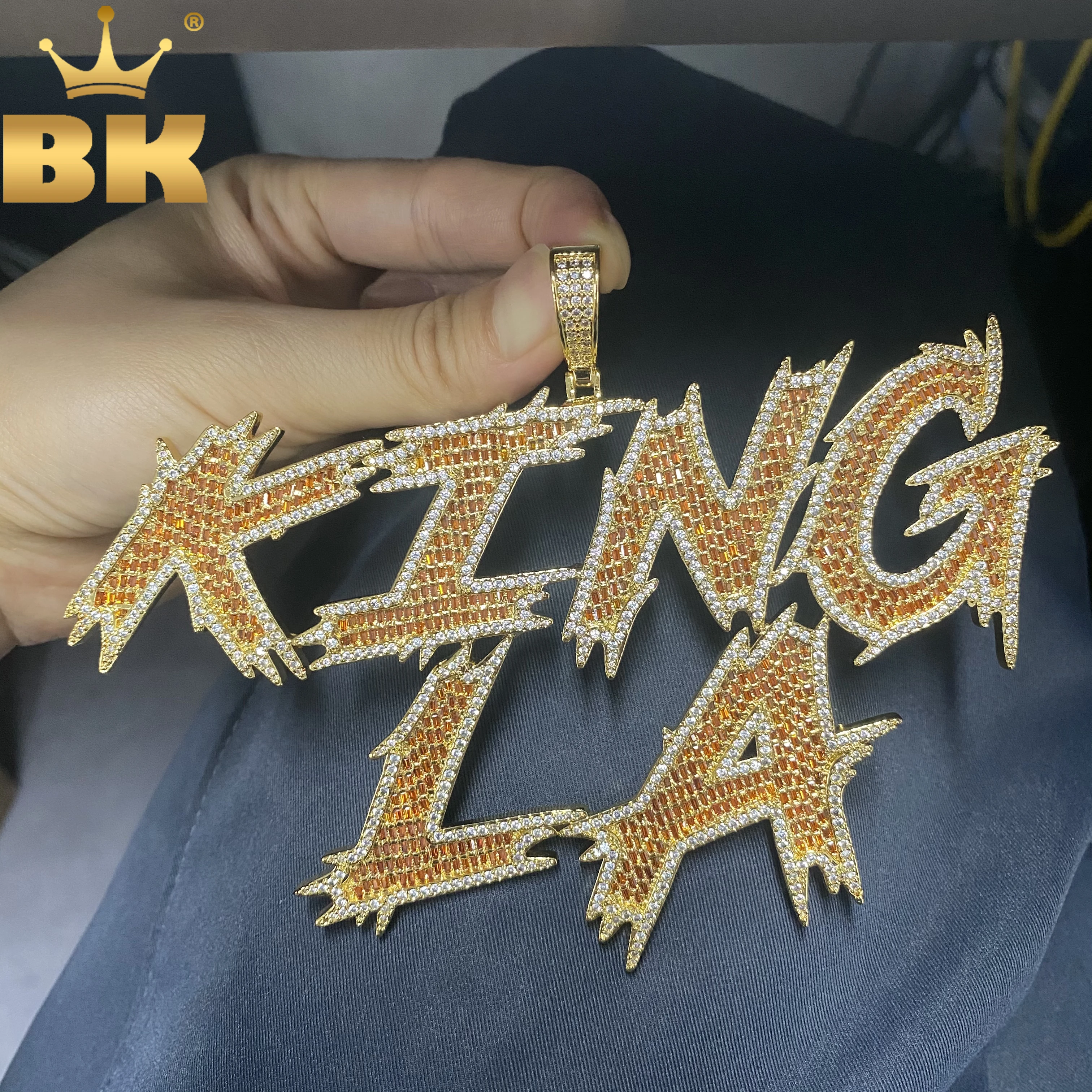 

TBTK Custom Thorns Cursive Letters Nameplate Iced Out Cubic Zirconia Numbers Name Pendant Necklace Hiphop Punk Jewelry
